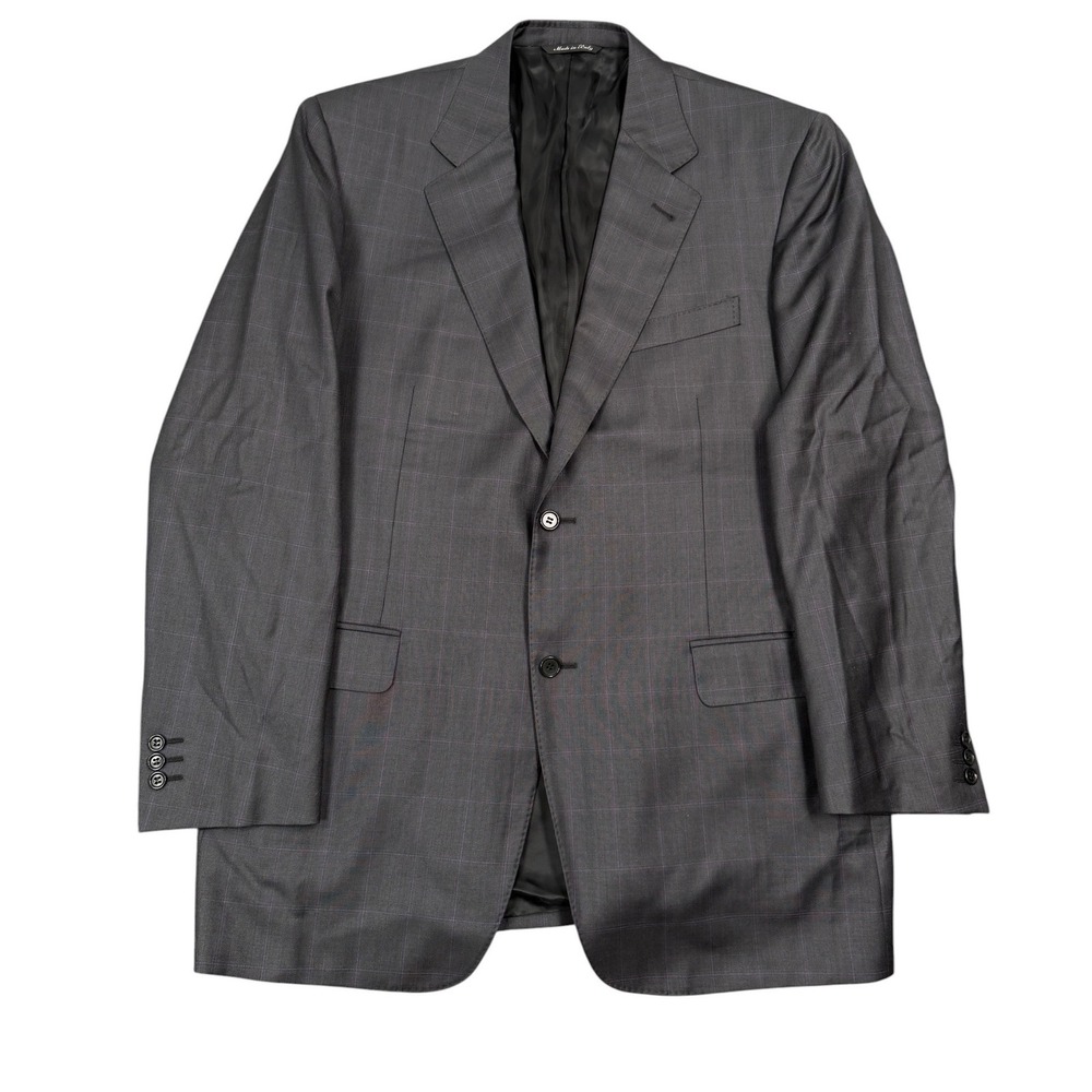 Canali Proposta Sport Coat Blazer Mens 52R Grey Windowpane Super 120s Wool Italy